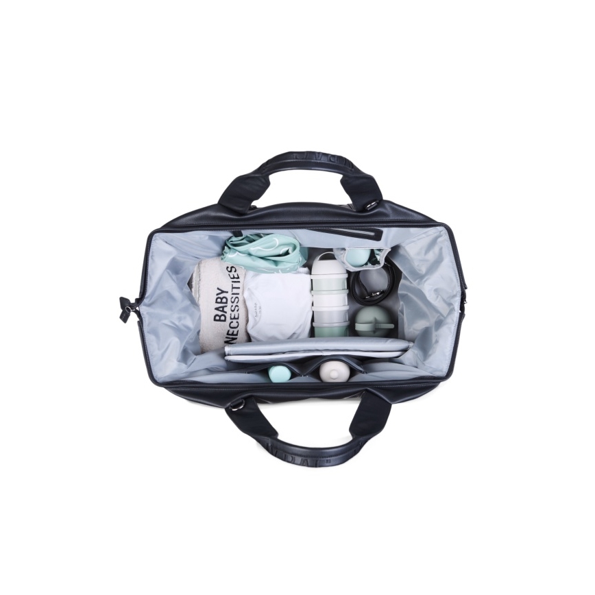 Childhome - Bolso cambiador MOMMY BAG LEATHER negro