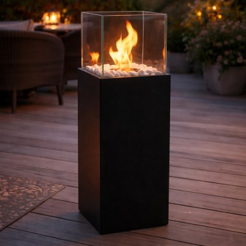 Chimenea de bioetanol ALICANTE 26,5 x 80,5 cm, 2 kW, negro + cubierta protectora