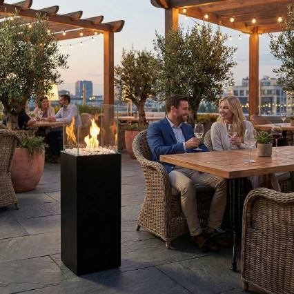 Chimenea de bioetanol ALICANTE 26,5 x 80,5 cm, 2 kW, negro + cubierta protectora