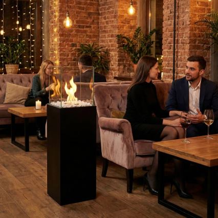 Chimenea de bioetanol ALICANTE 26,5 x 80,5 cm, 2 kW, negro + cubierta protectora