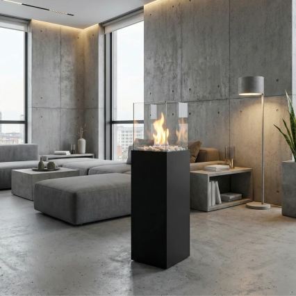 Chimenea de bioetanol ALICANTE 26,5 x 80,5 cm, 2 kW, negro + cubierta protectora