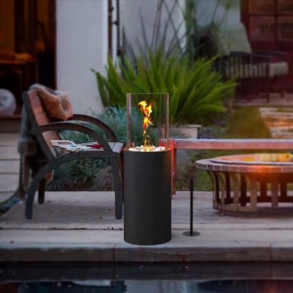 Chimenea de bioetanol ROMA 26,5x80,5 cm 2kW negra + cubierta protectora