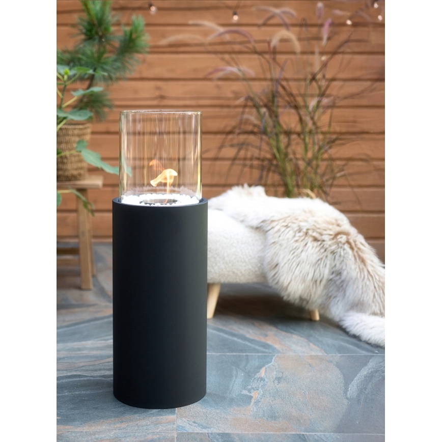 Chimenea de bioetanol ROMA 26,5x80,5 cm 2kW negra + cubierta protectora