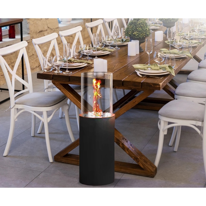 Chimenea de bioetanol ROMA 26,5x80,5 cm 2kW negra + cubierta protectora