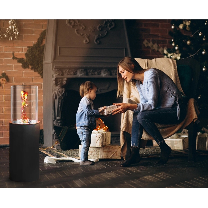 Chimenea de bioetanol ROMA 26,5x80,5 cm 2kW negra + cubierta protectora