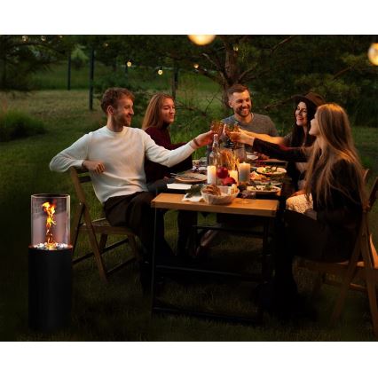 Chimenea de bioetanol ROMA 26,5x80,5 cm 2kW negra + cubierta protectora