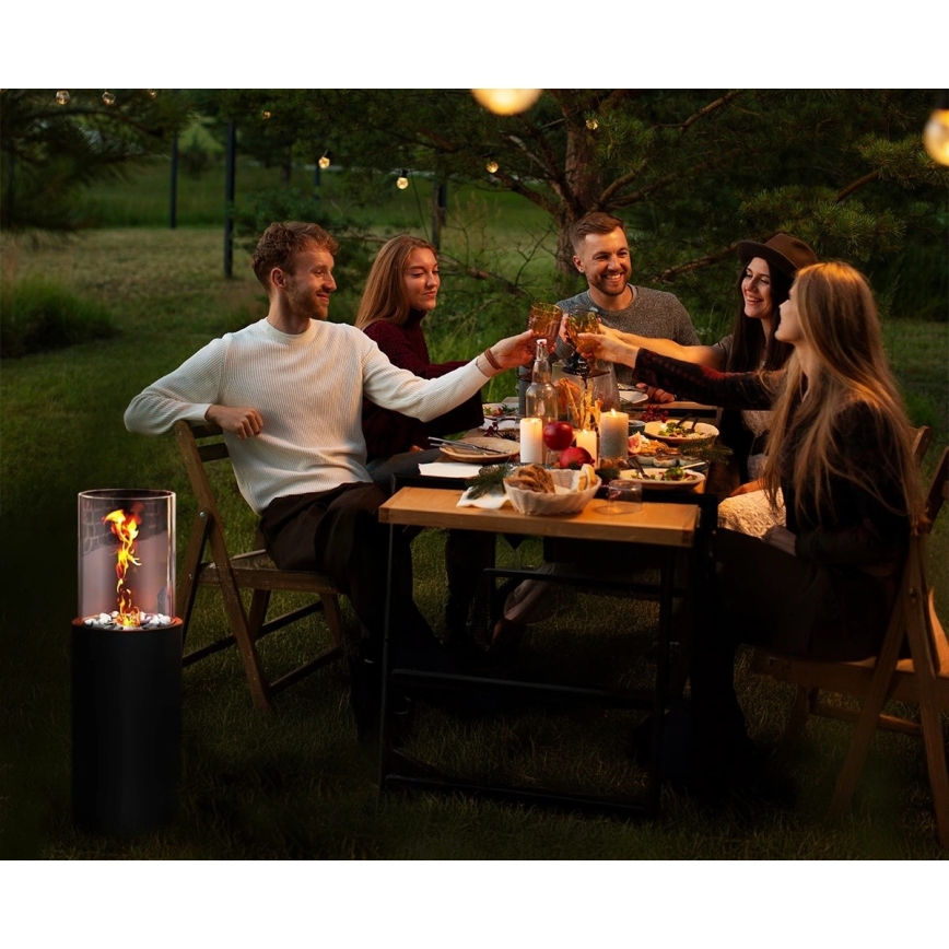 Chimenea de bioetanol ROMA 26,5x80,5 cm 2kW negra + cubierta protectora
