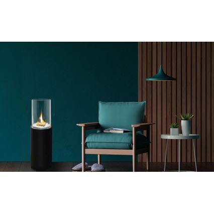 Chimenea de bioetanol ROMA 26,5x80,5 cm 2kW negra + cubierta protectora