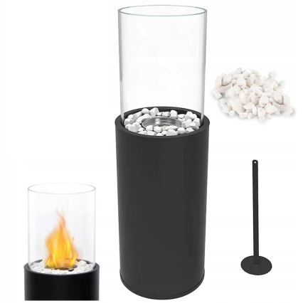 Chimenea de bioetanol ROMA 26,5x80,5 cm 2kW negra + cubierta protectora