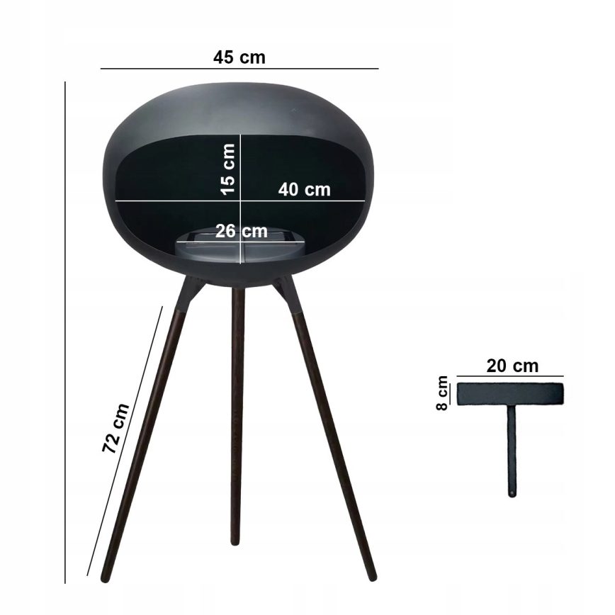 Chimenea de bioetanol TOKIO 45x100 cm 2kW negra