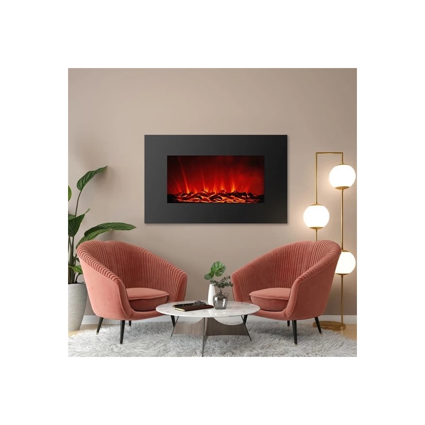 Chimenea eléctrica LED de pared con calefacción LED/2000W/230V 56x88 cm