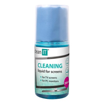 CLEAN IT CL-180 - Solución limpiadora para pantallas con paño, 200 ml