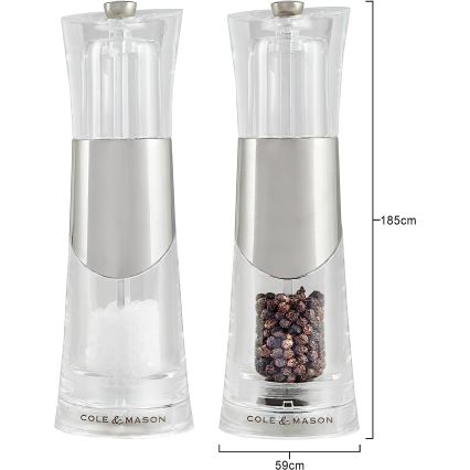 Cole&Mason - Juego de molinillos de sal y pimienta BOBBI 2 piezas 18,5 cm