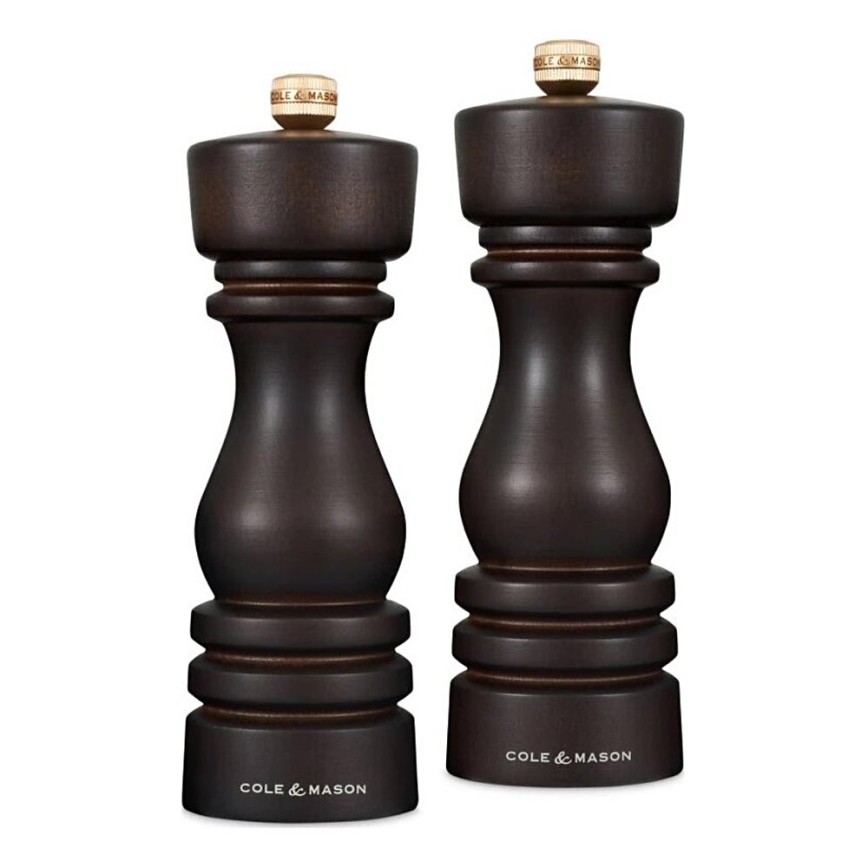 Cole&Mason - Juego de molinillos de sal y pimienta LONDON 2 pz 18 cm haya/marrón