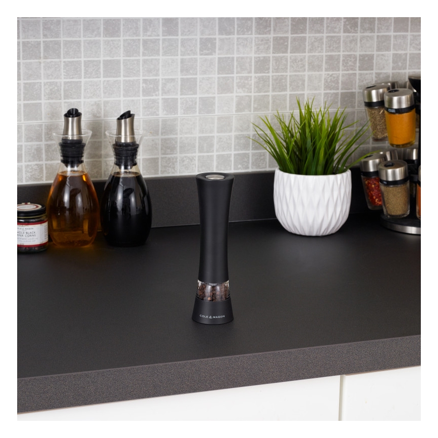 Cole&Mason - Molinillo eléctrico para sal o pimienta BURFORD 4xAAA 18 cm negro