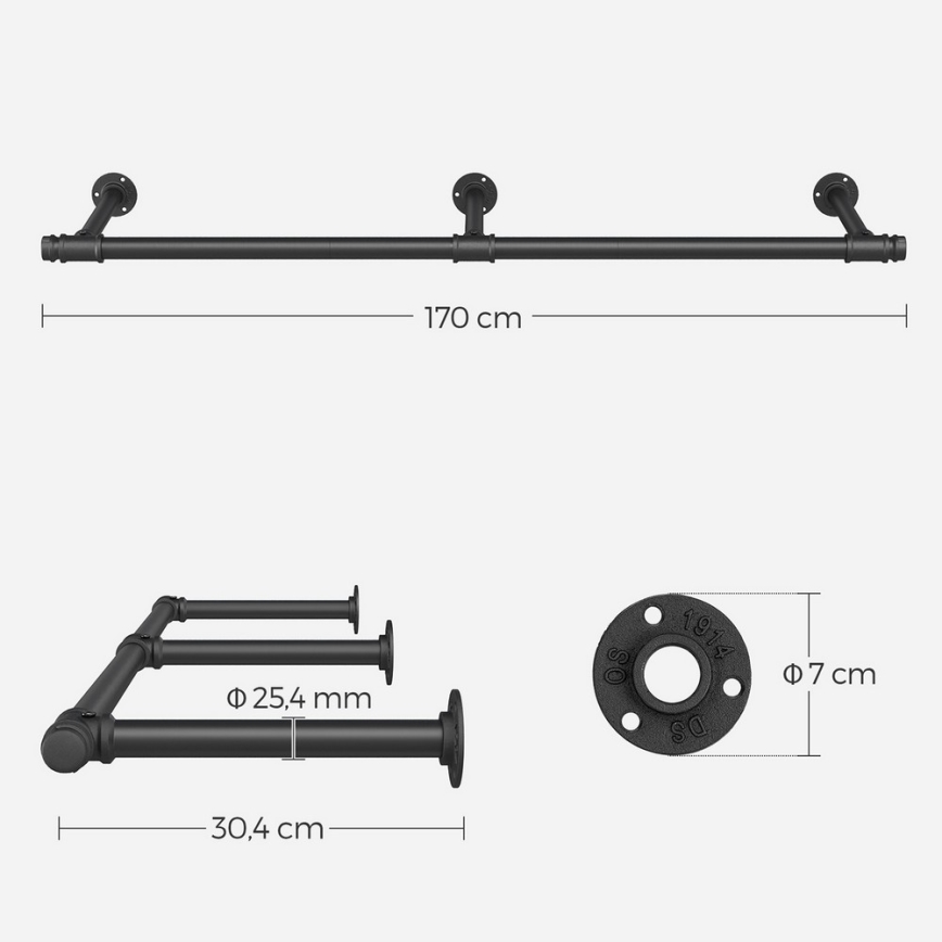 Colgador de pared para perchas LINEA negro