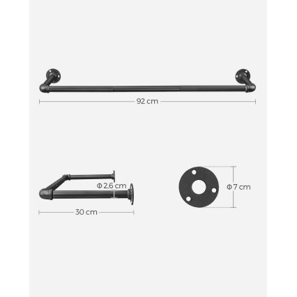 Colgador mural para perchas LINEA negro