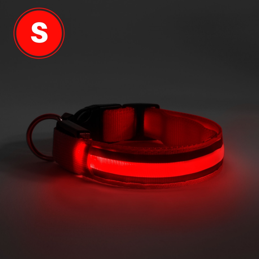 Collar recargable LED 35-43 cm 1xCR2032/5V/40 mAh rojo