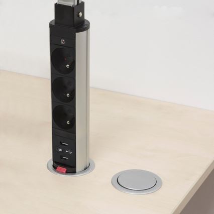 Columna conectable de toma de corriente para la mesa 2x230V + 2xUSB