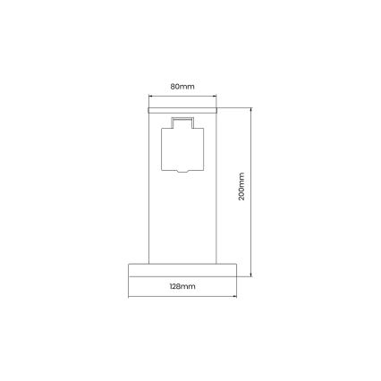 Columna de enchufe para exterior 1Z SCHUKO 230V IP44 20 cm negro