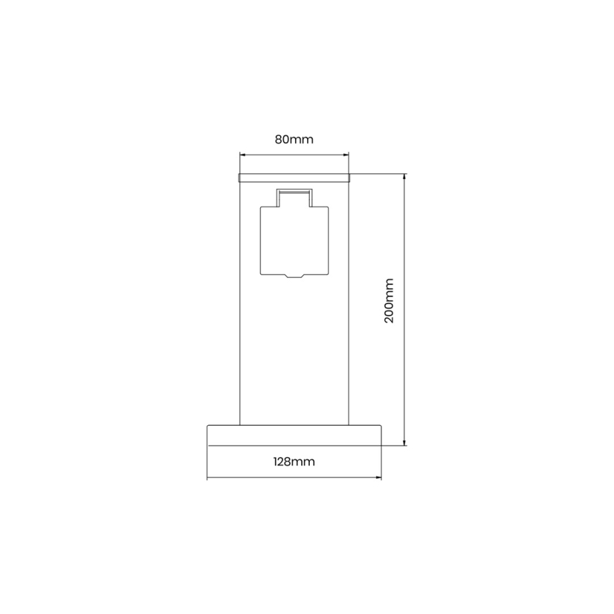 Columna de enchufe para exterior 1Z SCHUKO 230V IP44 20 cm negro