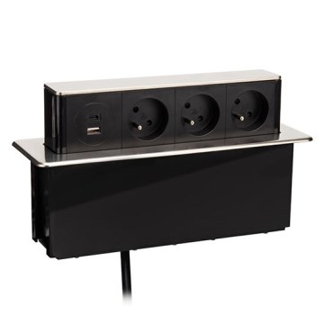 Columna de enchufes para mesa 3x230 V + USB-A + USB-C
