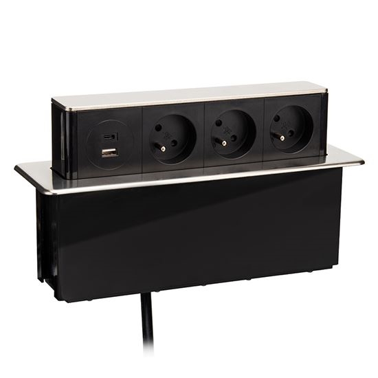 Columna de enchufes para mesa 3x230 V + USB-A + USB-C