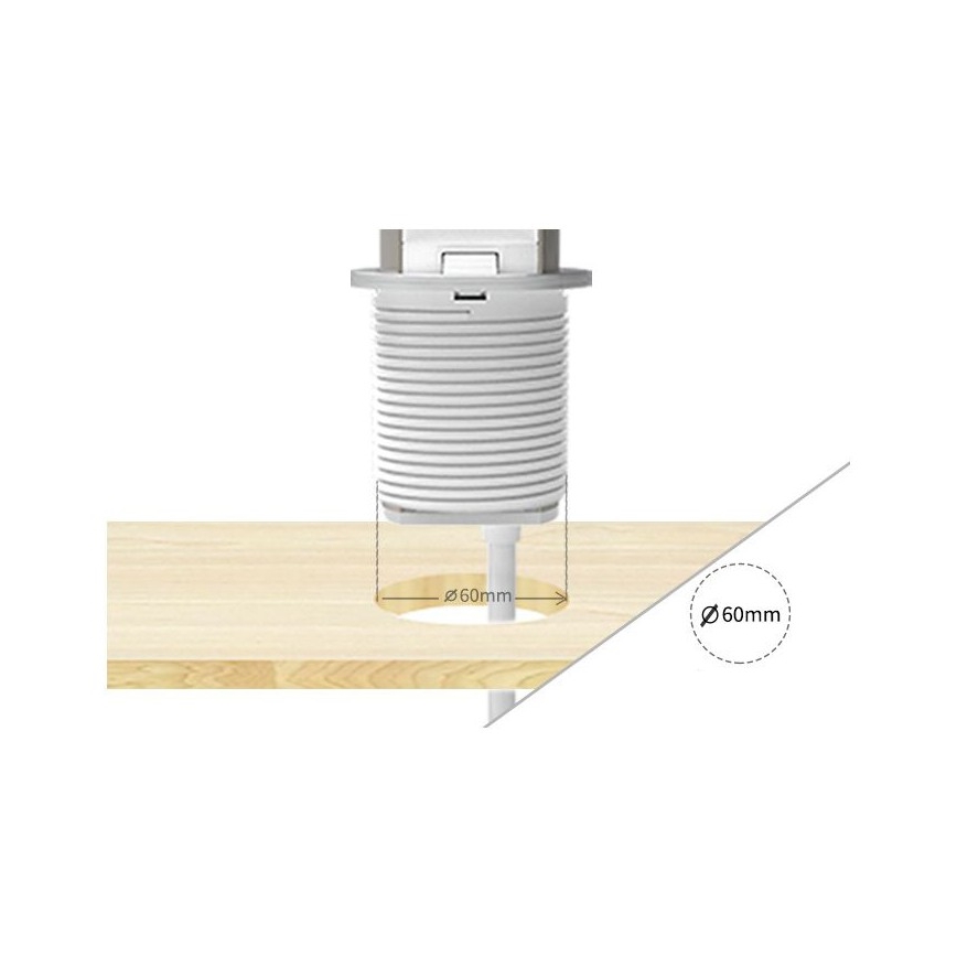 Columna de enchufes para tablero de mesa — 3 tomas de 230 V