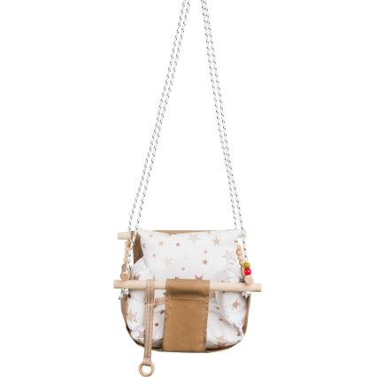 Columpio textil para niños SELALE blanco/marrón