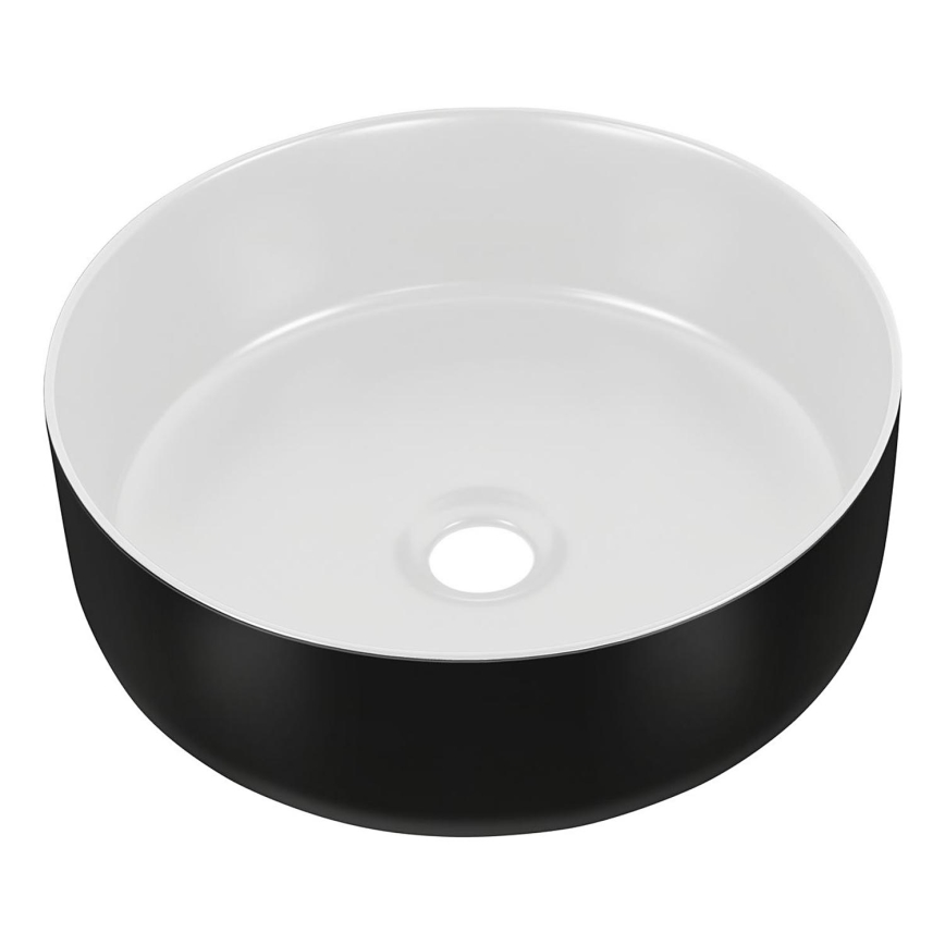 COMAD UM-6259 SIMPLE 8. - Lavabo sobre encimera SIMPLE Ø 36 cm cerámica/blanco mate/negro mate