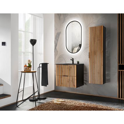 COMAD XILO BLACK WOTAN 82-60-D-2S-Mueble de baño bajo lavabo XILO negro/roble