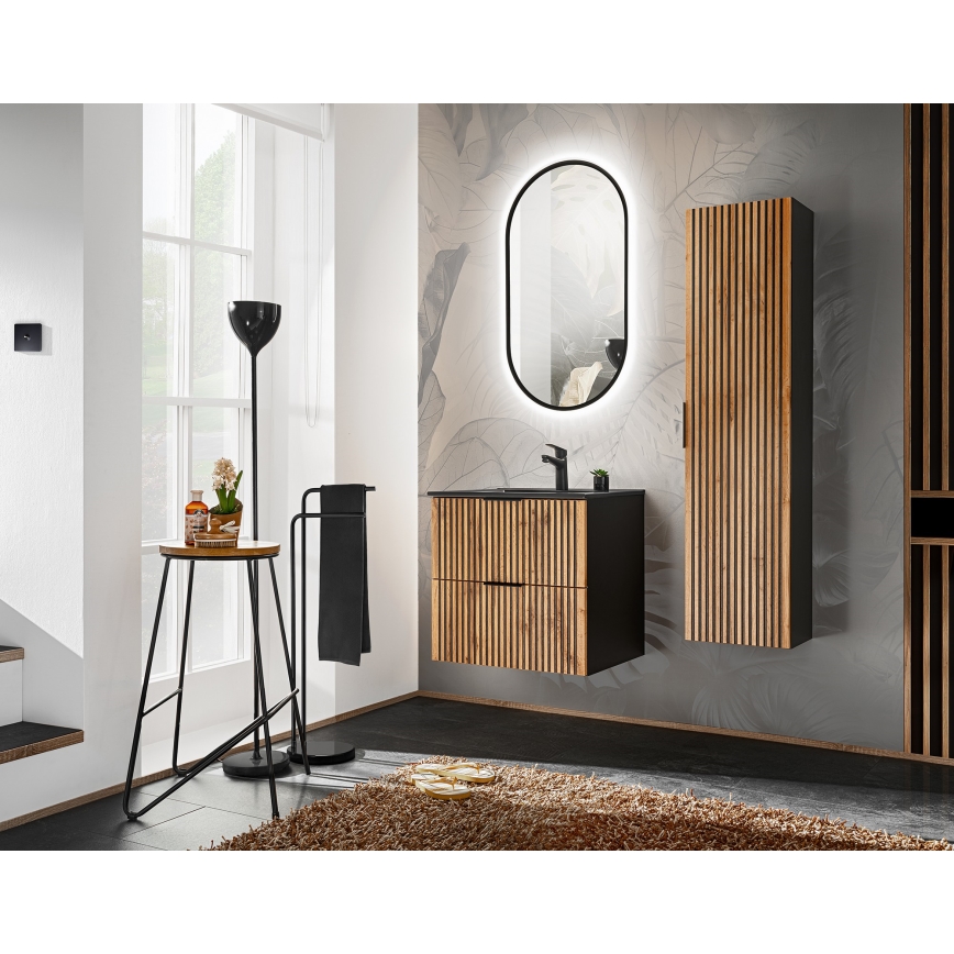 COMAD XILO BLACK WOTAN 82-60-D-2S-Mueble de baño bajo lavabo XILO negro/roble