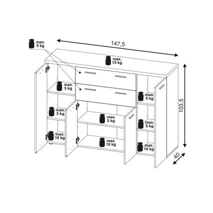 Cómoda BRUNO roble sonoma/blanco