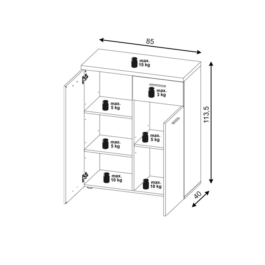 Cómoda BRUNO roble sonoma/blanco