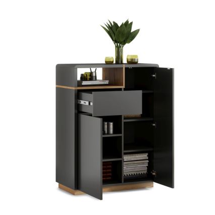 Cómoda con cajón FRED antracita/roble artisan