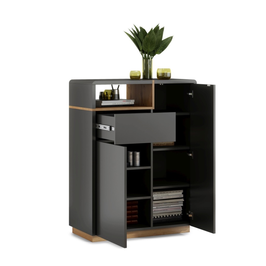 Cómoda con cajón FRED antracita/roble artisan