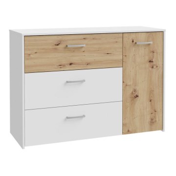 Cómoda con cajones URO roble artisan/ blanca