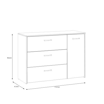 Cómoda con cajones URO roble artisan/ blanca