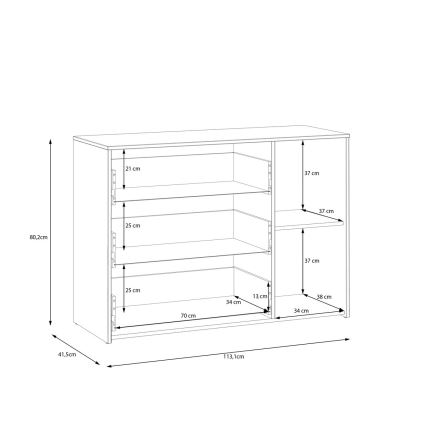 Cómoda con cajones URO roble artisan/ blanca