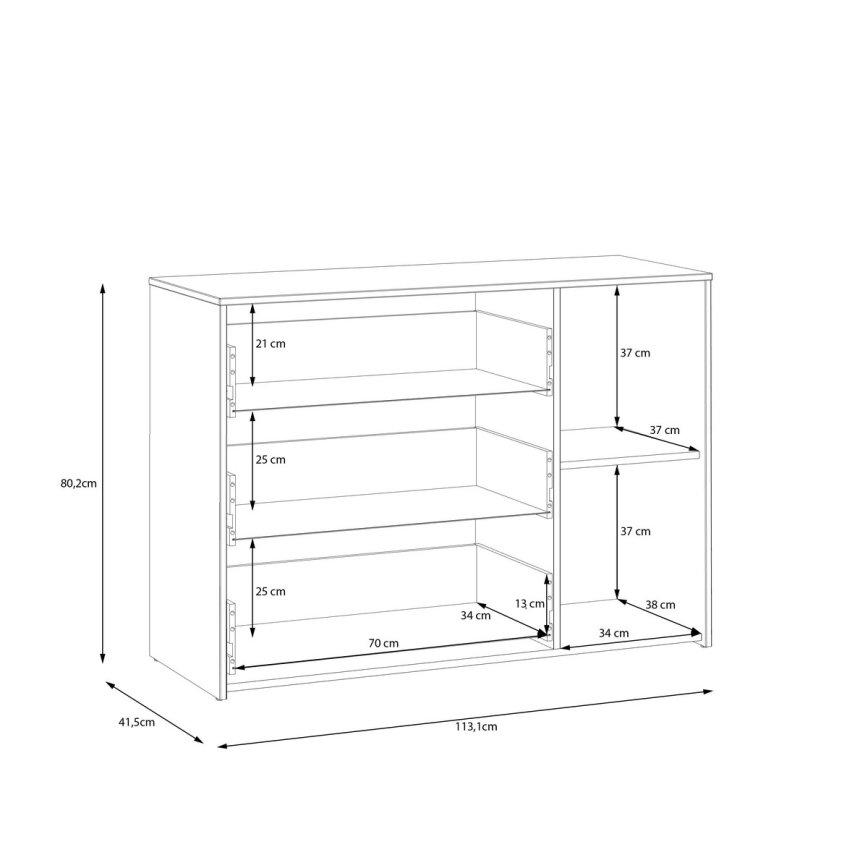 Cómoda con cajones URO roble artisan/ blanca