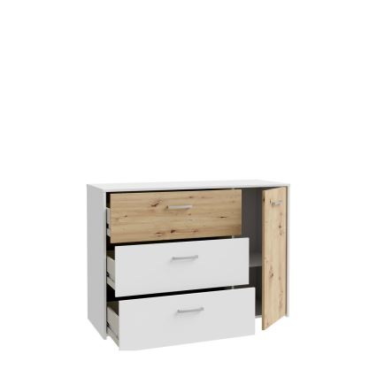 Cómoda con cajones URO roble Artisan/ blanco