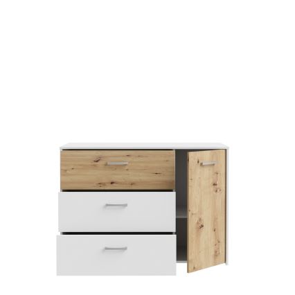 Cómoda con cajones URO roble Artisan/ blanco