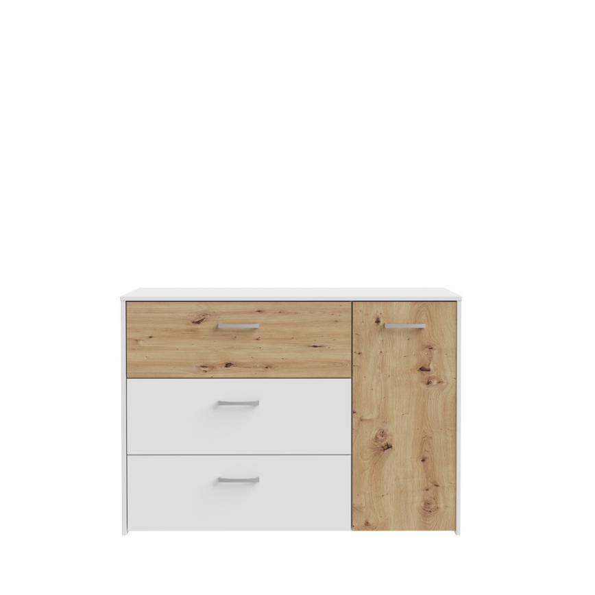Cómoda con cajones URO roble Artisan/ blanco