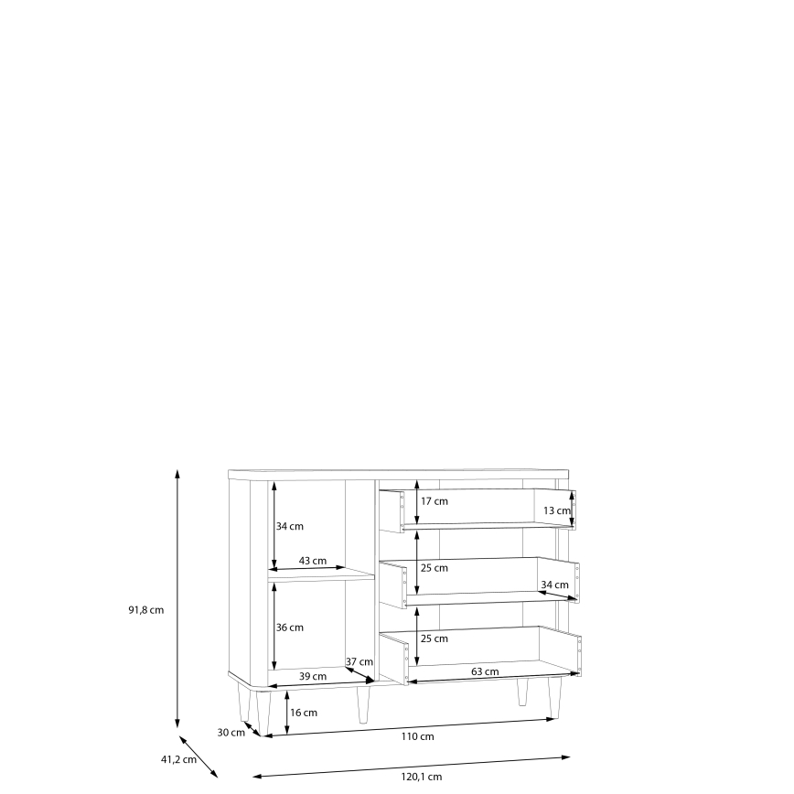 Cómoda con cajones VIRO, marrón/beige