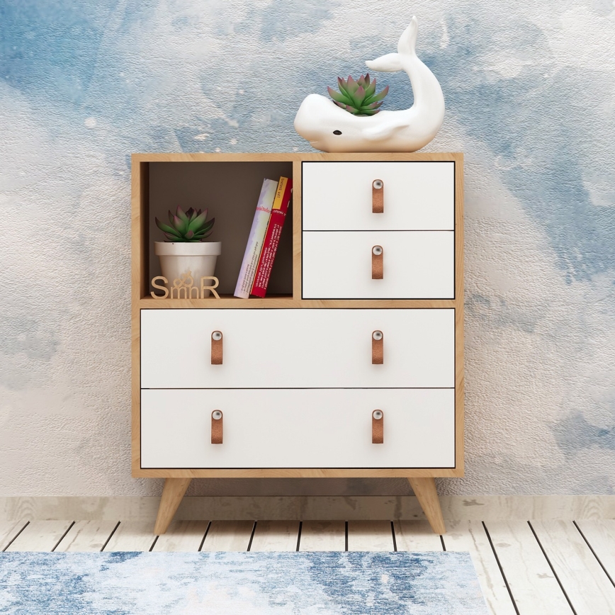 Cómoda FALLOW 89x70 cm blanco/marrón