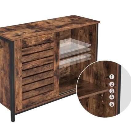 Cómoda con puertas correderas FIRA marrón/negro
