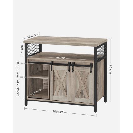 Cómoda con puertas correderas FIRA topo/negro