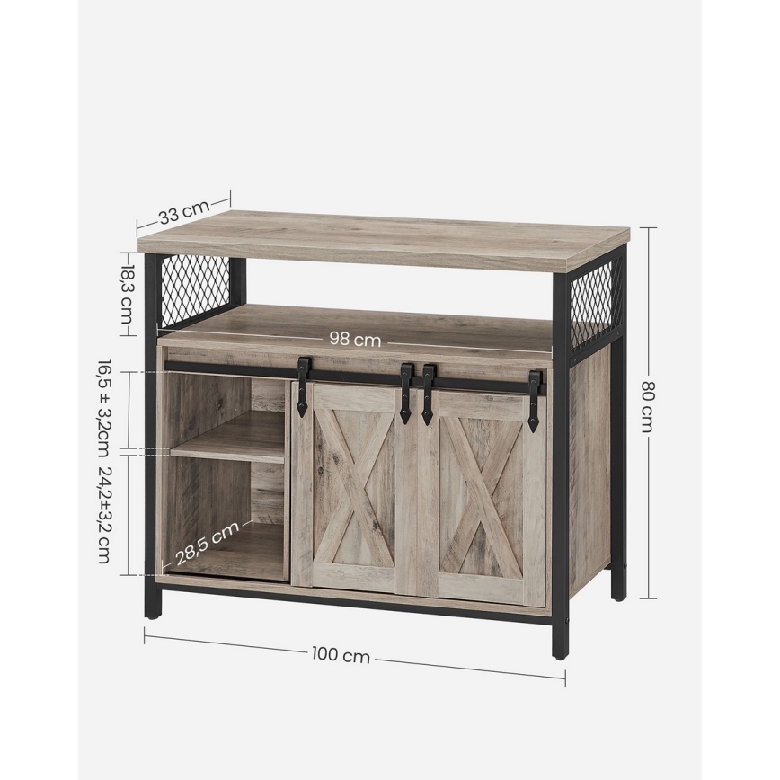 Cómoda con puertas correderas FIRA topo/negro