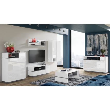 Cómoda FRED con cajón, blanca/gris