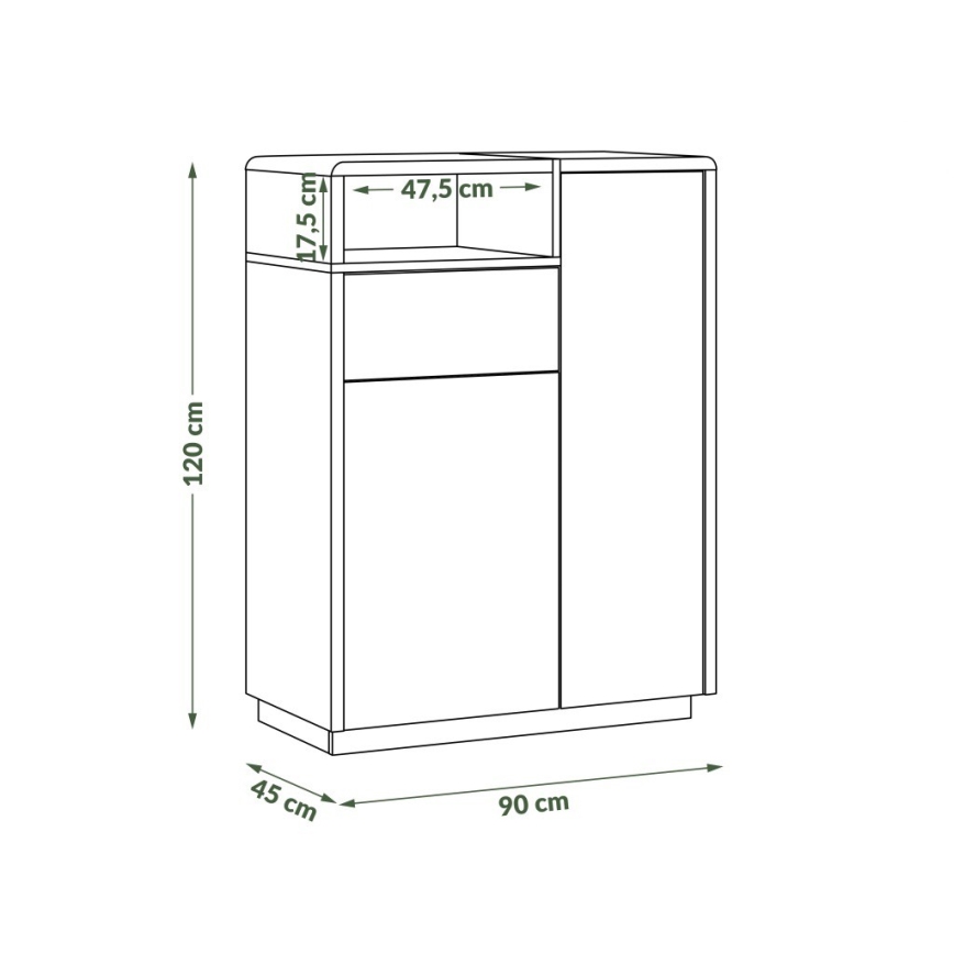 Cómoda FRED con cajón, blanca/gris